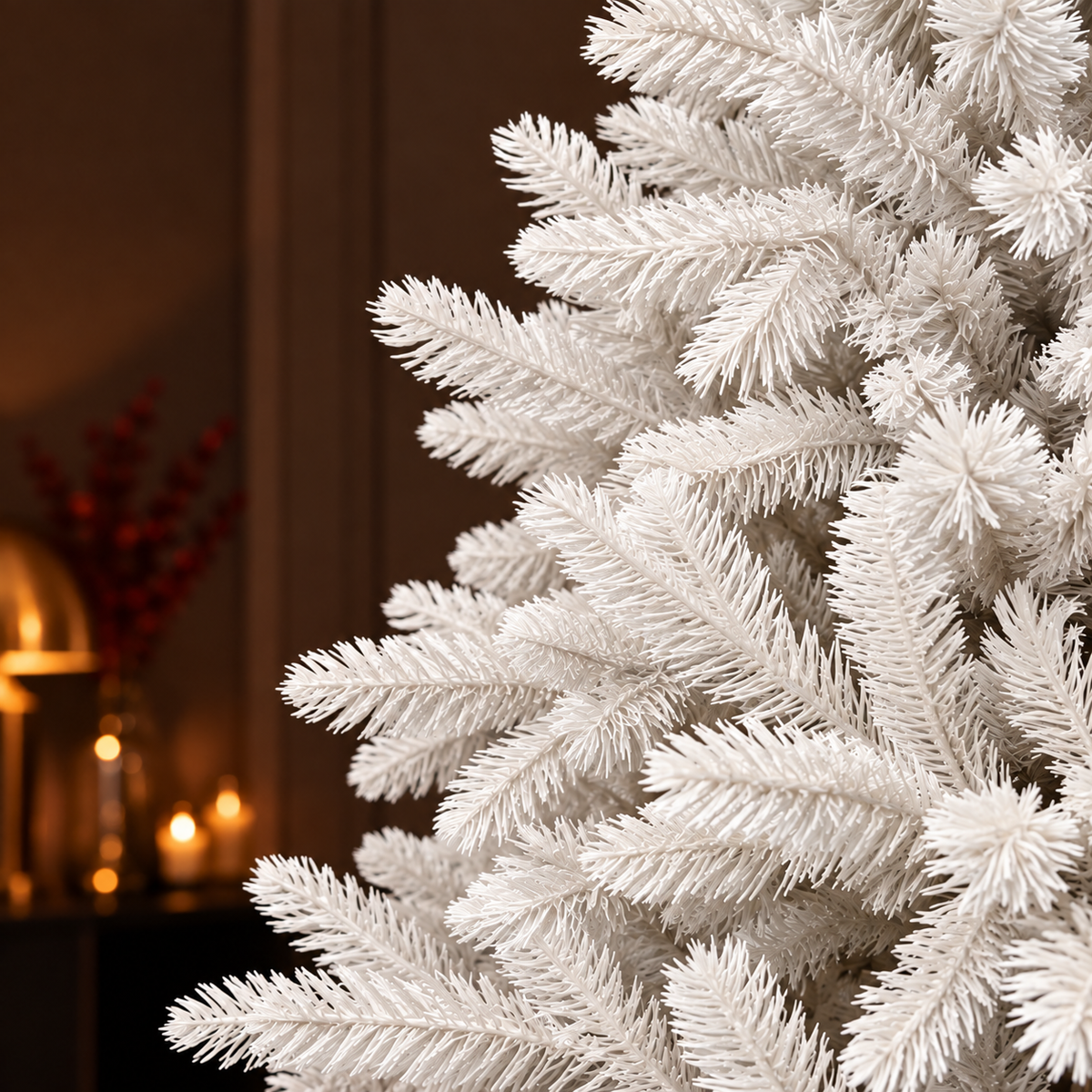Abete Classico Elite PE, Elegante Albero di Natale Bianco, dettaglio dei rami – addobbi natalizi eleganti Merry Worlds, foto 3