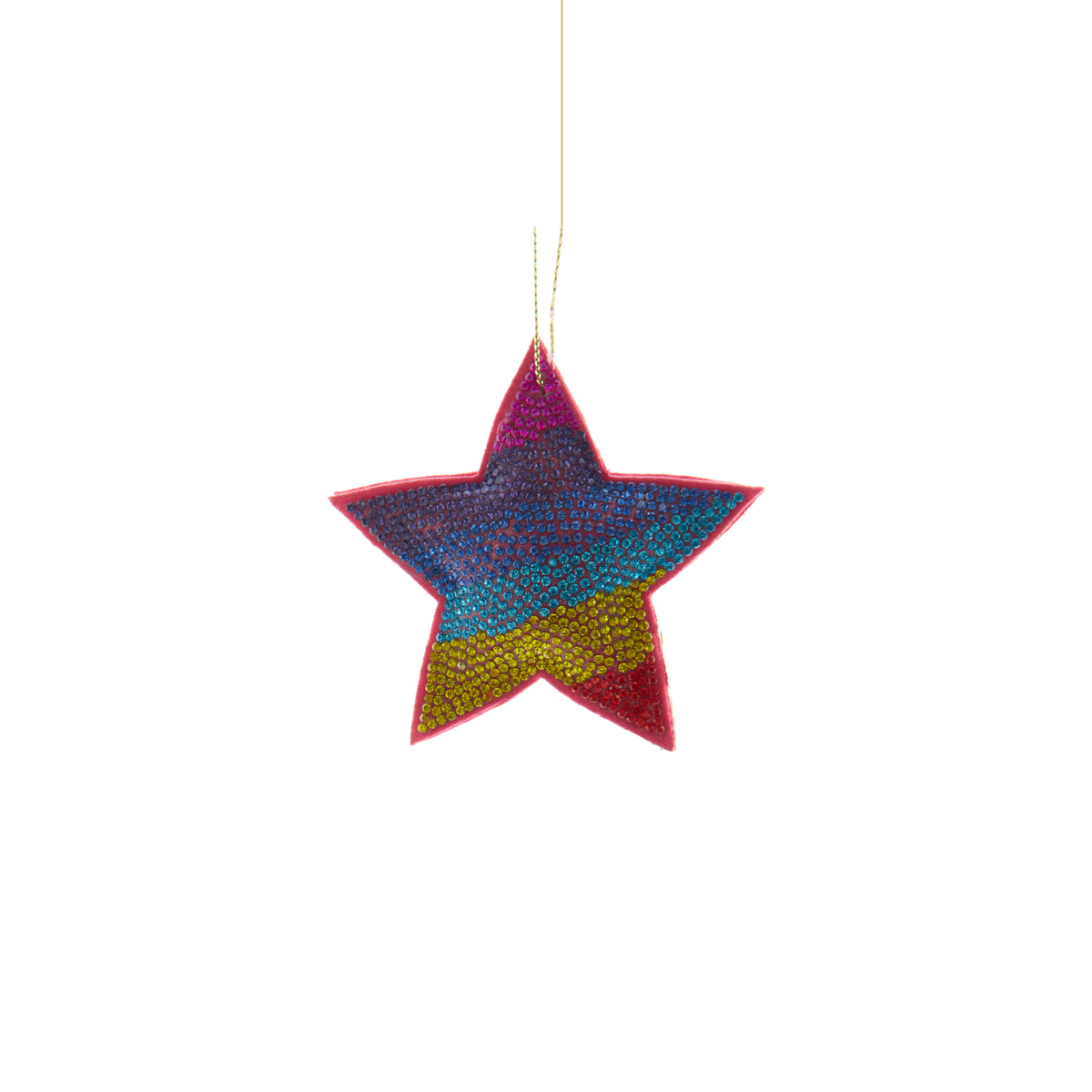 Addobbo natalizio arcobaleno, unicorno e stella con strass, 7,5 cm, modello stella – ornamenti natalizi Merry Worlds, foto 3