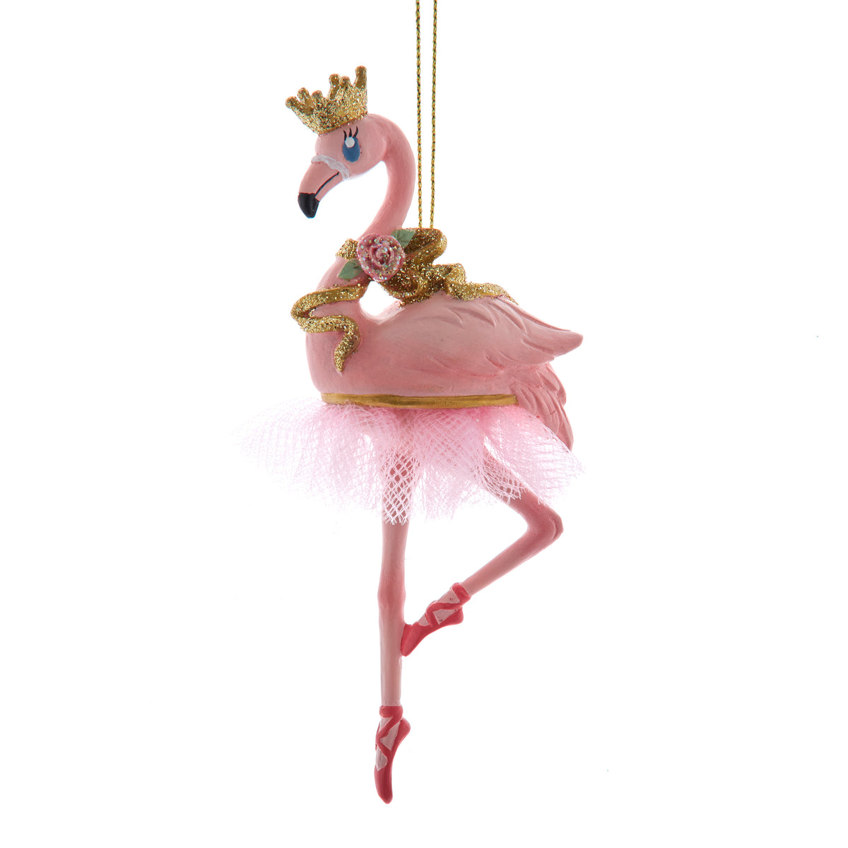 Addobbo natalizio fenicottero ballerino rosa in resina, 14,5 cm – ornamenti natalizi Merry Worlds
