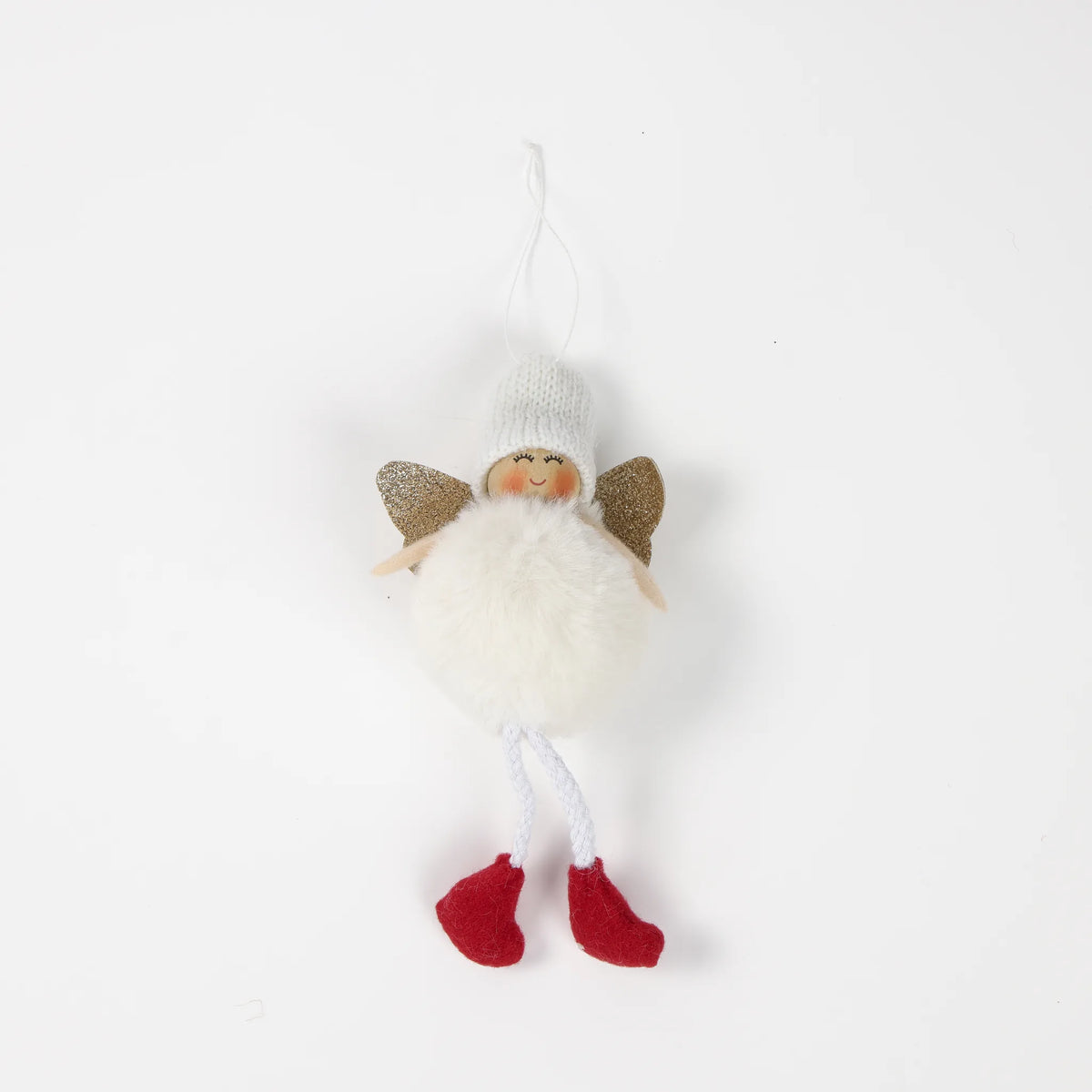 Angelo di Natale con pom pon da appendere, 16 cm – ornamenti natalizi Merry Worlds