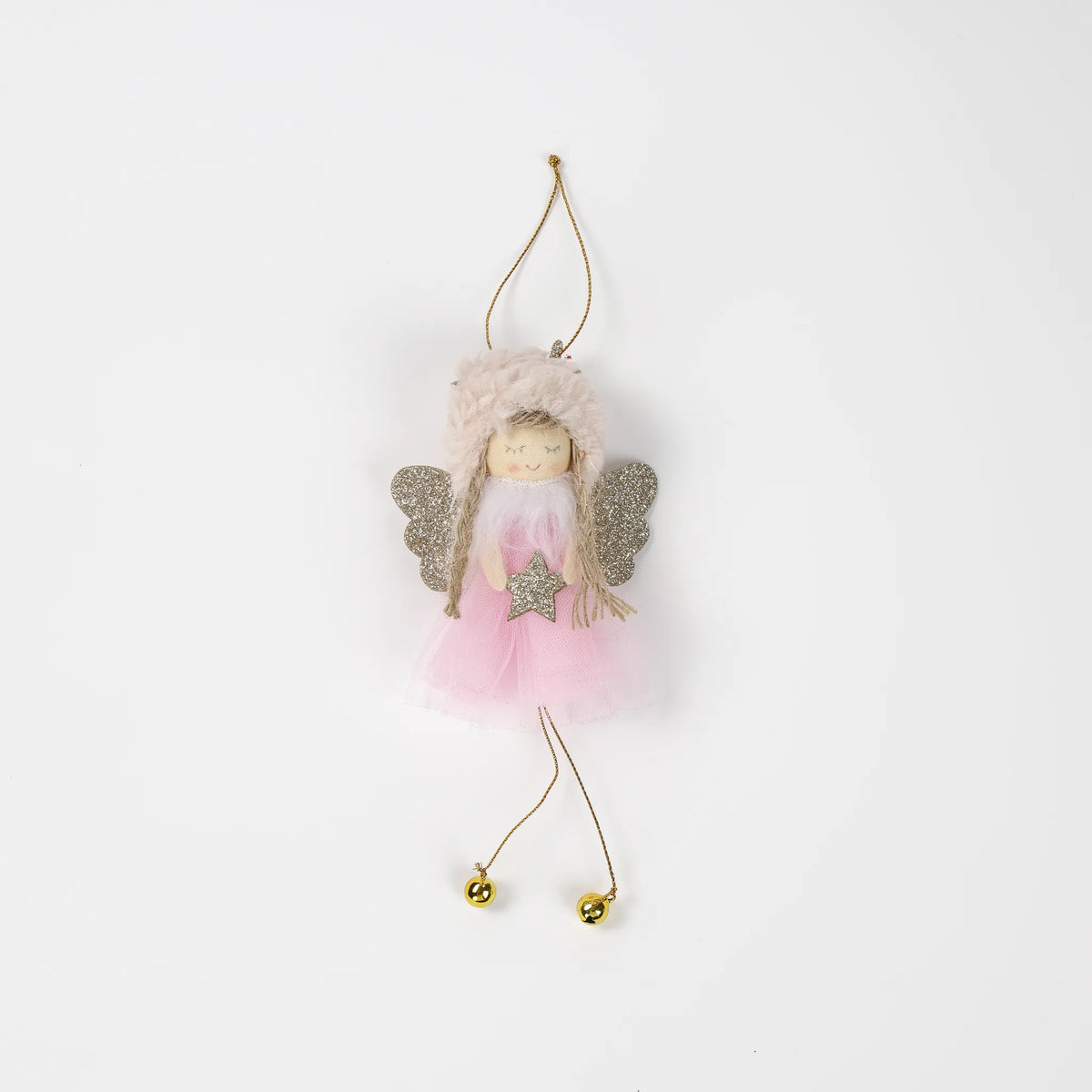 Angelo di Natale rosa con stella da appendere, 18 cm – ornamenti natalizi Merry Worlds