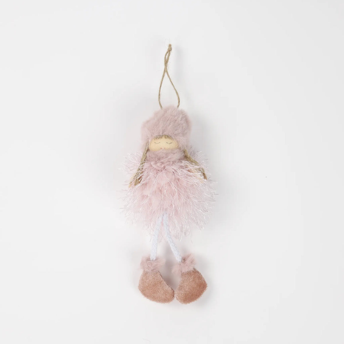 Bambolina di Natale con piumette, 18 cm – decorazioni per albero di Natale Merry Worlds, foto 2