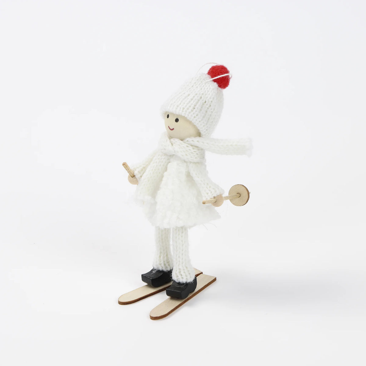 Bambolina di Natale sciatrice bianca, 13 cm – ornamenti natalizi Merry Worlds