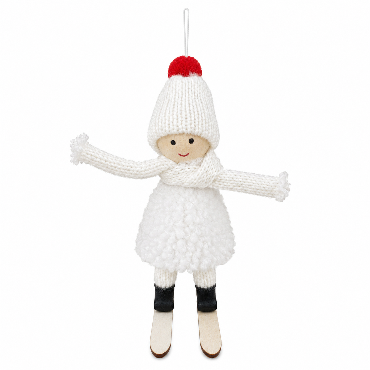 Bambolina di Natale sciatrice bianca, 13 cm – decorazioni per albero di Natale Merry Worlds, foto 2