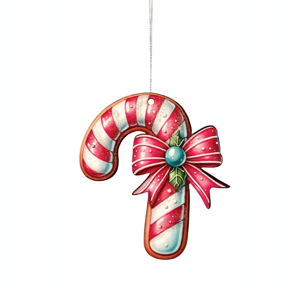 Bastoncino Marzapane, Ornamento di Natale in Legno, colore Rosso – decorazioni per albero di Natale Merry Worlds, foto 2