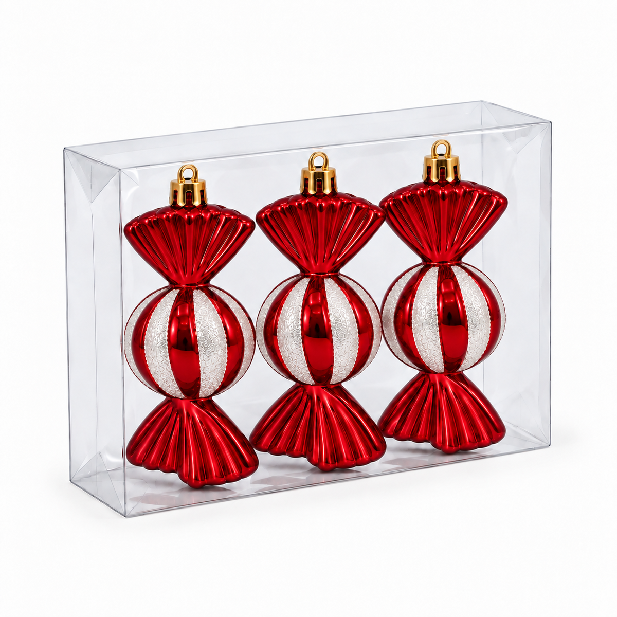 Caramelle per l'Albero di Natale, 11 cm (3 pezzi), colore Bianco e Rosso – ornamenti natalizi Merry Worlds, foto 2