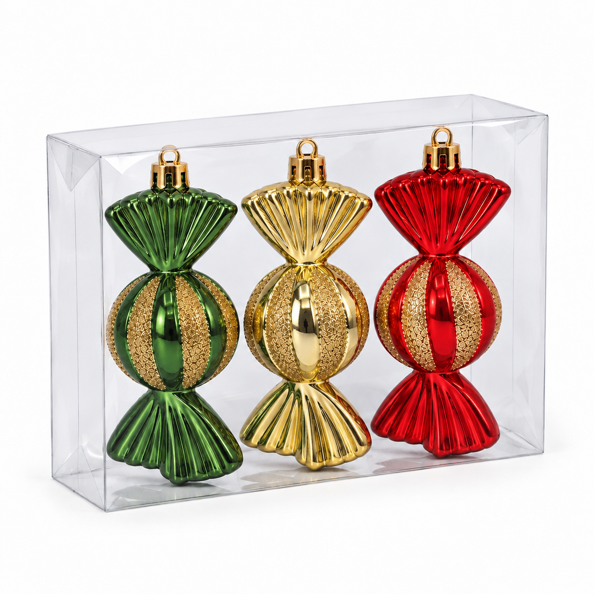 Caramelle per l'Albero di Natale, 11 cm (3 pezzi), colore Rosso Oro Verde – addobbi natalizi eleganti Merry Worlds, foto 6