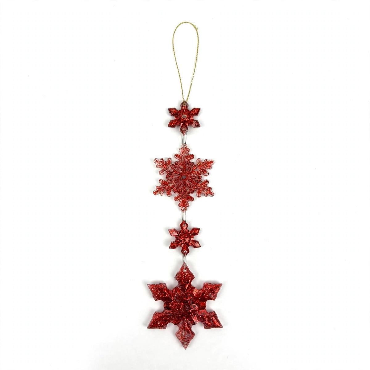 Ciondolo con 4 Stelle, Decorazione Albero di Natale Elegante, colore Rosso – ornamenti natalizi Merry Worlds
