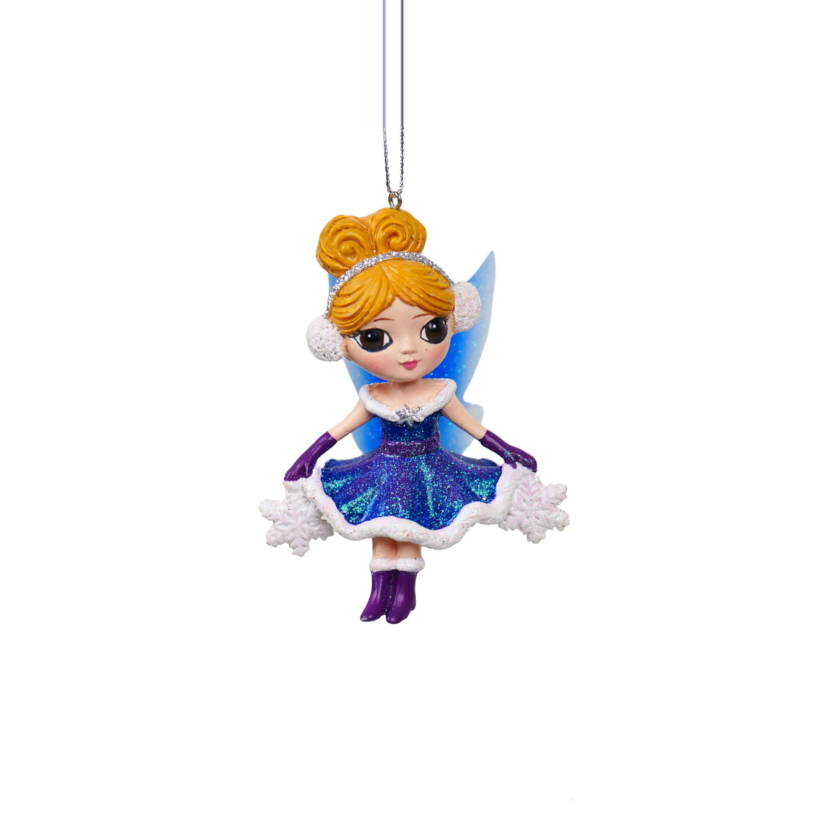 Fatine di Natale linea Elegance, blu, fatina con fiocchi di neve – decorazioni per albero di Natale Merry Worlds, foto 2