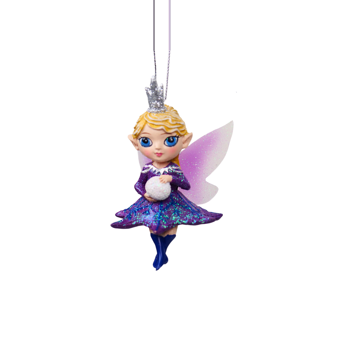 Fatine di Natale linea Elegance, blu, fatina con coroncina – addobbi natalizi eleganti Merry Worlds, foto 3
