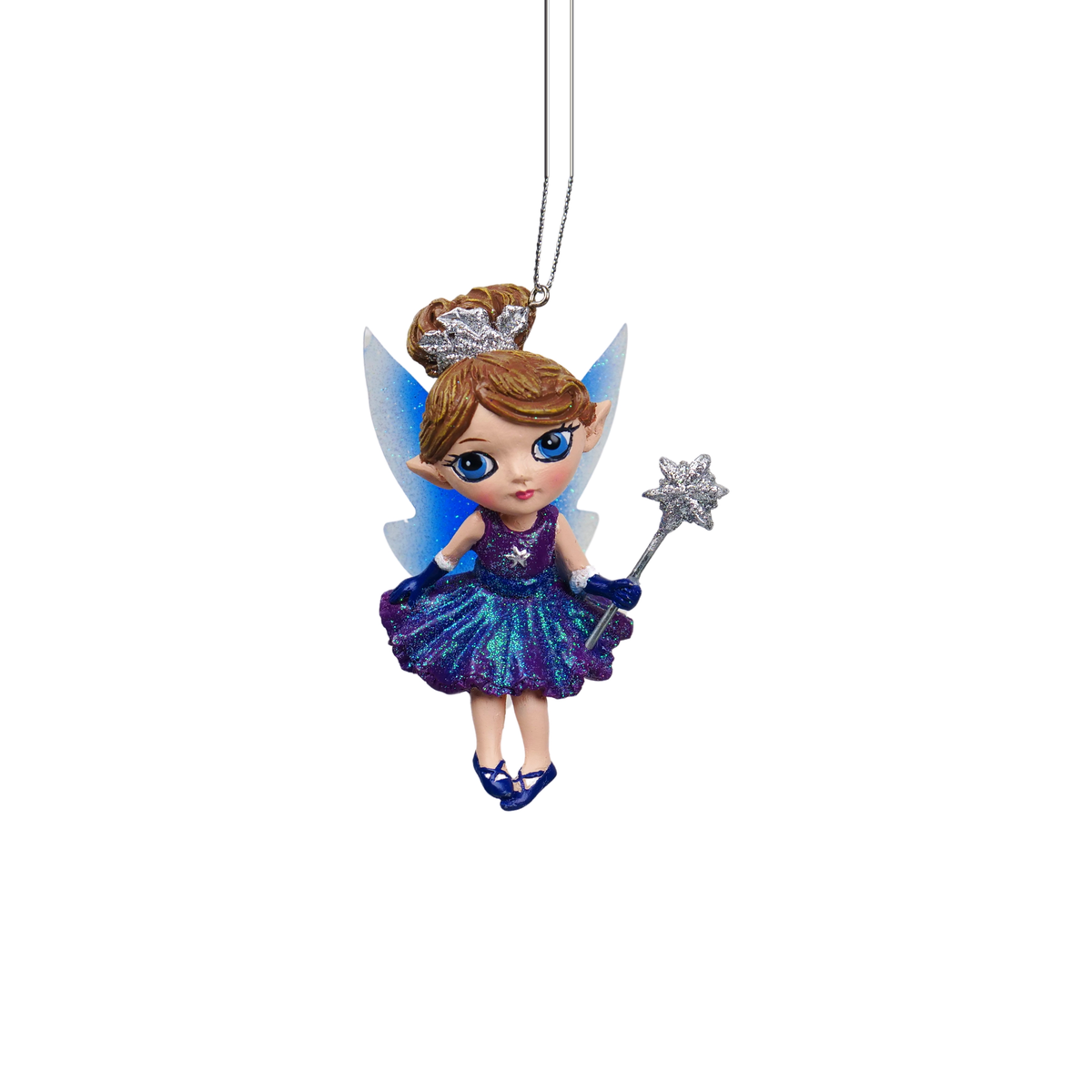 Fatine di Natale linea Elegance, blu, fatina con bacchetta magica – decorazioni natalizie di lusso Merry Worlds, foto 4