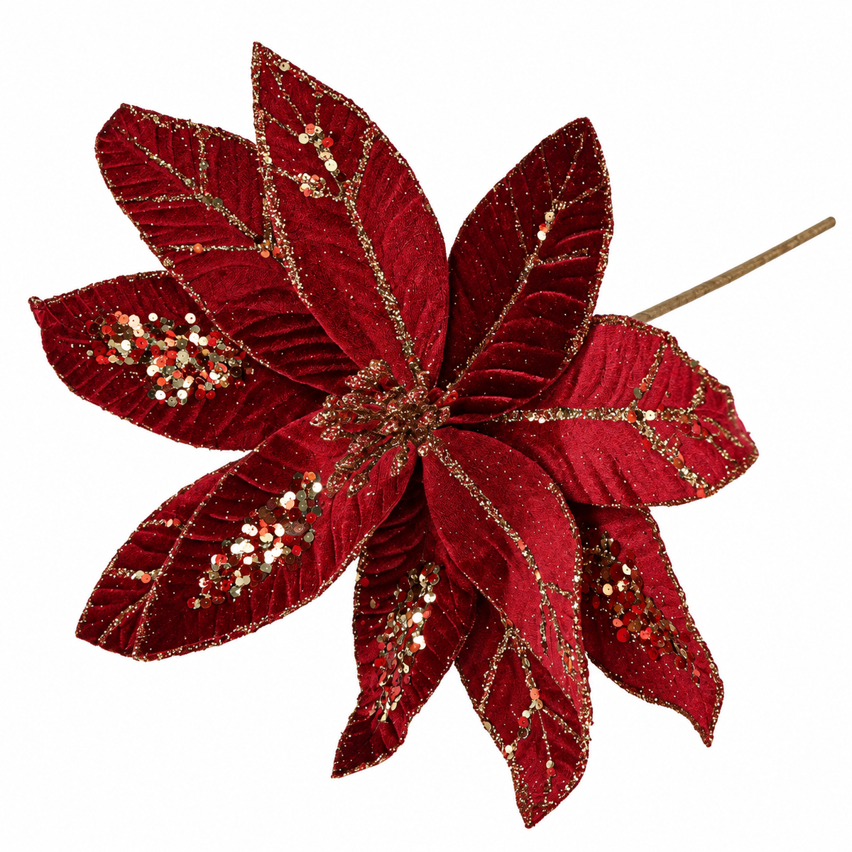 Fiore decorativo natalizio metallizzato, 28 cm – decorazioni natalizie di lusso Merry Worlds, foto 3
