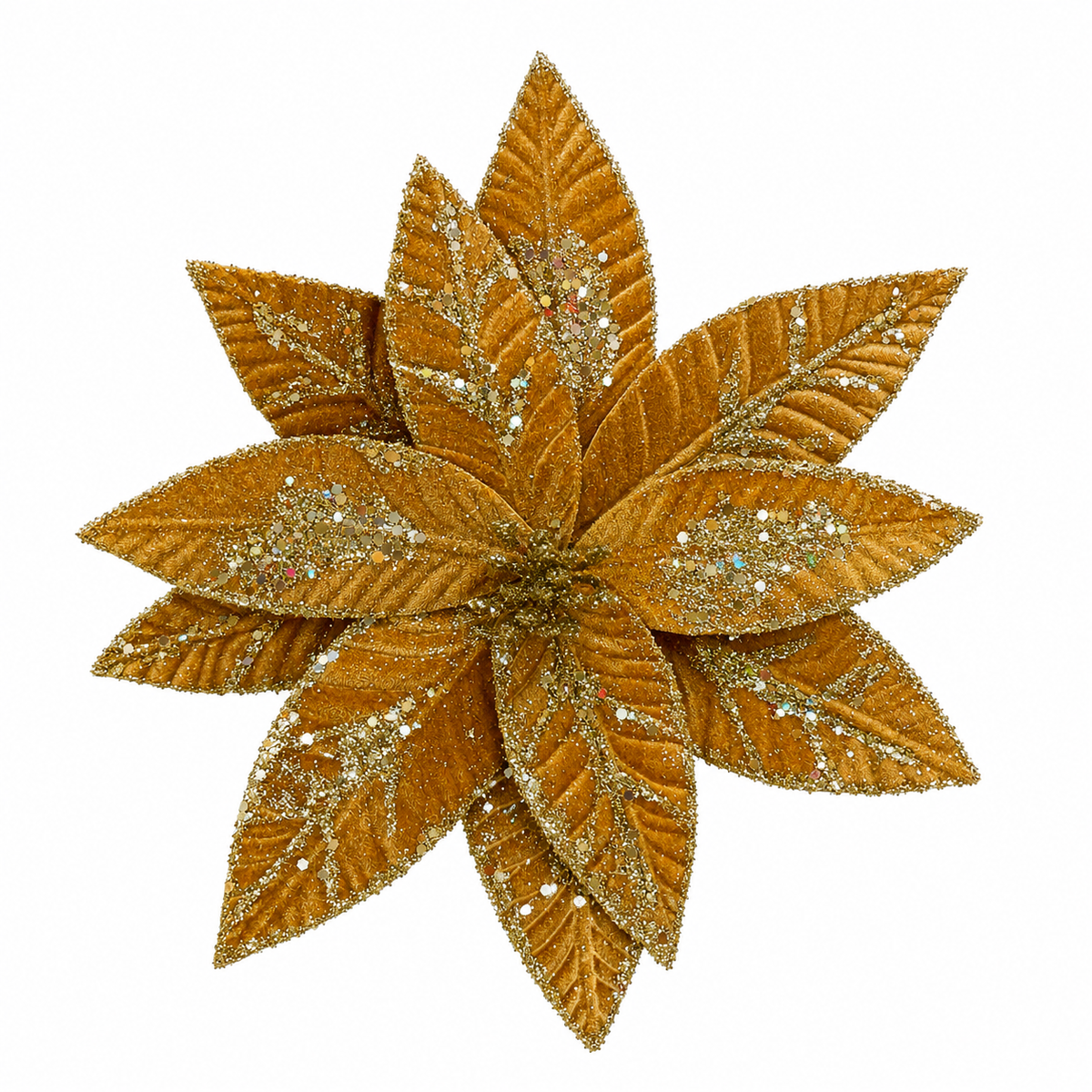 Fiore decorativo natalizio metallizzato, 28 cm – decorazioni natalizie di lusso Merry Worlds, foto 6