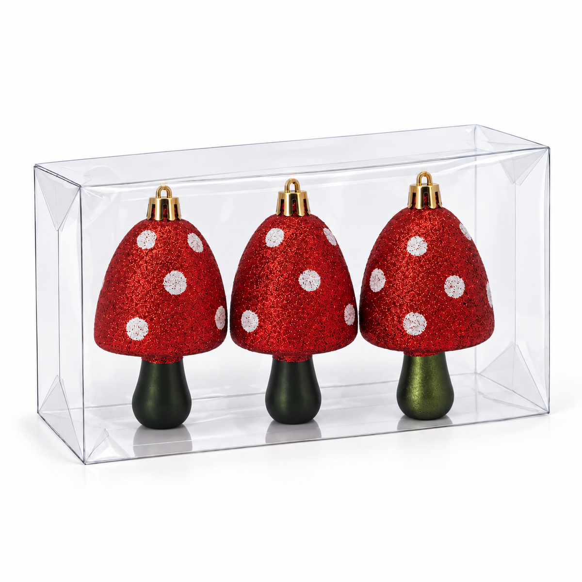 Funghi per l'Albero di Natale, 9 cm (3 pezzi), colore Verde – decorazioni per albero di Natale Merry Worlds