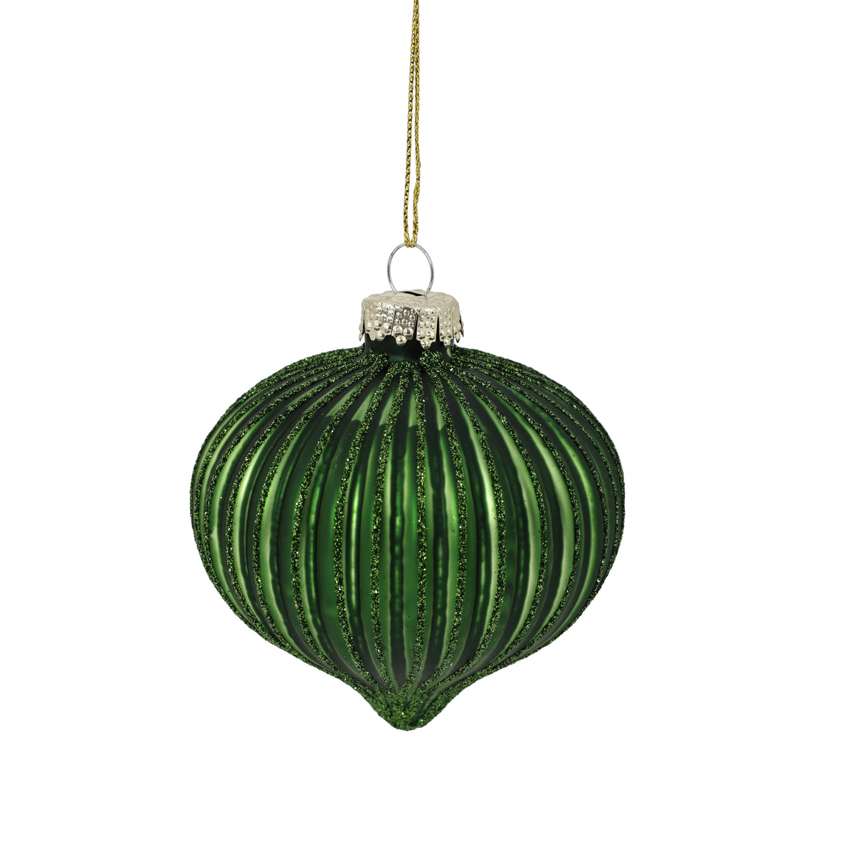 Pallina a goccia di Natale in vetro verde abete, 8 cm – palline di Natale in vetro Merry Worlds