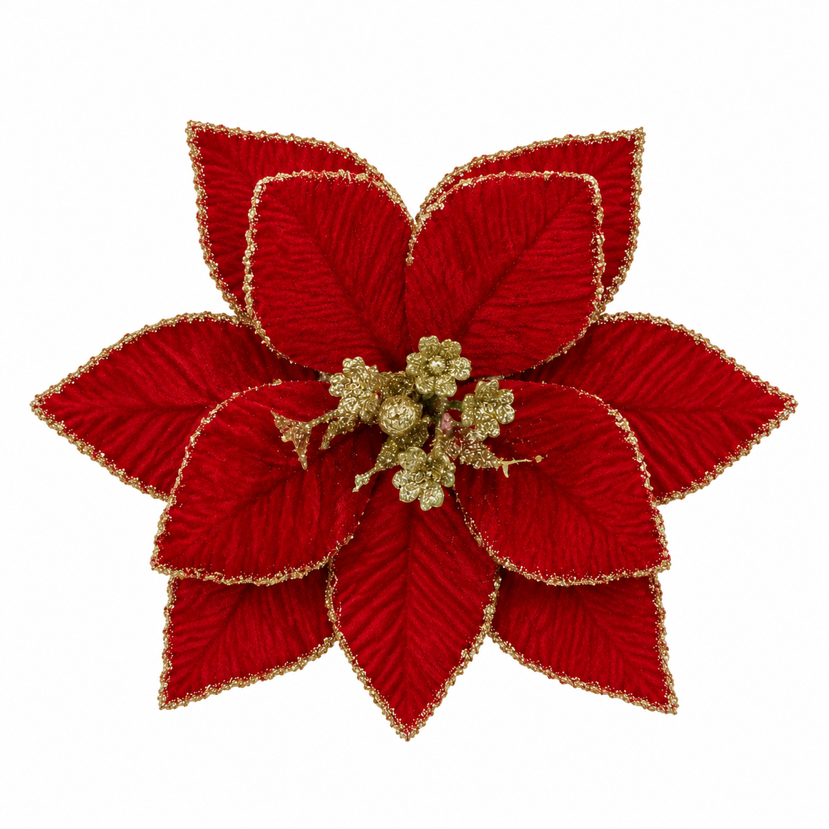 Grande fiore di Natale in velluto con clip, 28 cm – decorazioni natalizie di lusso Merry Worlds, foto 3