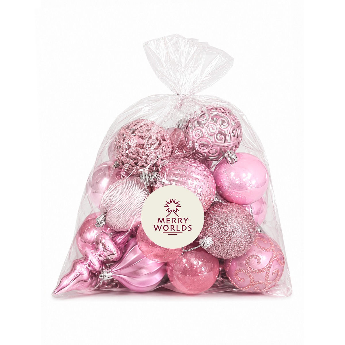 Set 20 palline di Natale in plastica con ciondoli, Ø 4/6/8 cm, colore rosa – addobbi natalizi eleganti Merry Worlds, foto 12