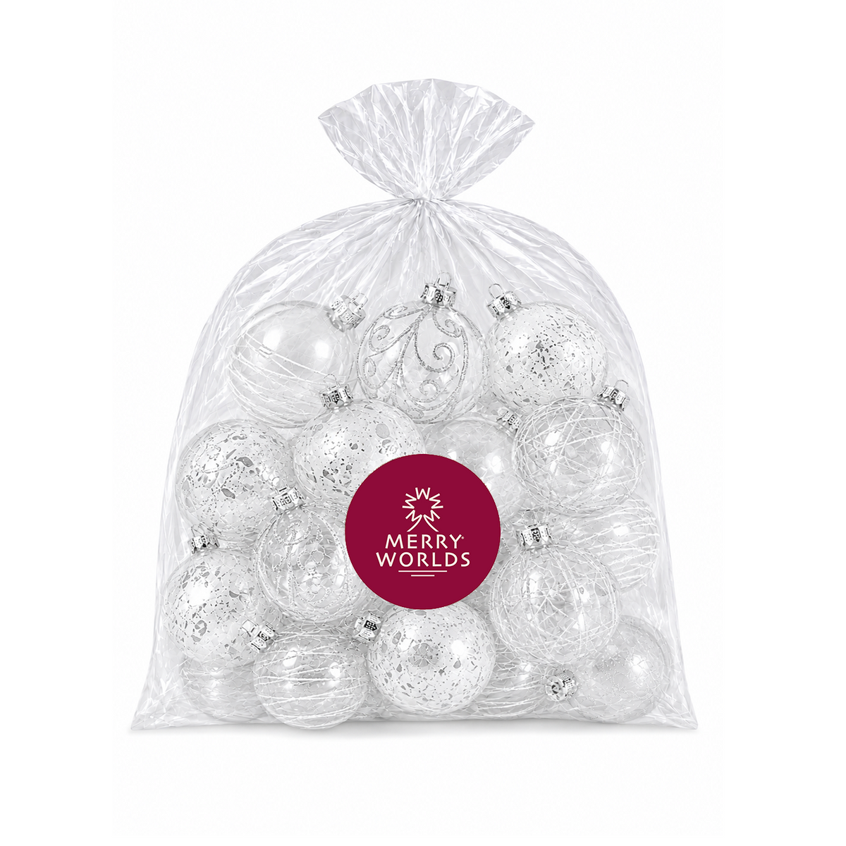 Set 20 palline di Natale in plastica con ciondoli, Ø 4/6/8 cm, colore trasparente – ornamenti natalizi Merry Worlds, foto 13