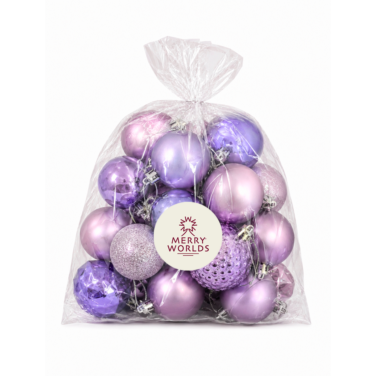 Set 20 palline di Natale in plastica con ciondoli, Ø 4/6/8 cm, colore lilla – addobbi natalizi eleganti Merry Worlds, foto 8