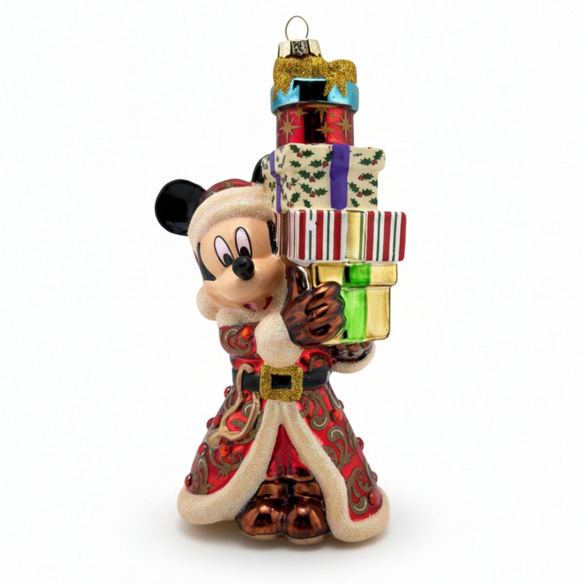 Topolino con Pila di Regali – Decorazione Natalizia Disney Originale