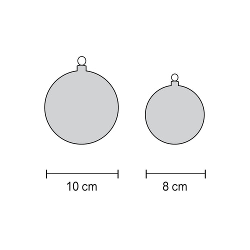 Misure palline di Natale: diametro 10 cm e 8 cm – guida dimensioni palline di Natale Merry Worlds