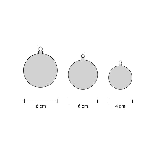 Misure palline di Natale: diametro 8, 6 e 4 cm – guida dimensioni palline di Natale Merry Worlds