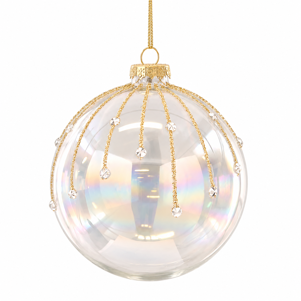 Pallina di Natale in vetro iridescente con glitter oro – palline di Natale eleganti Merry Worlds