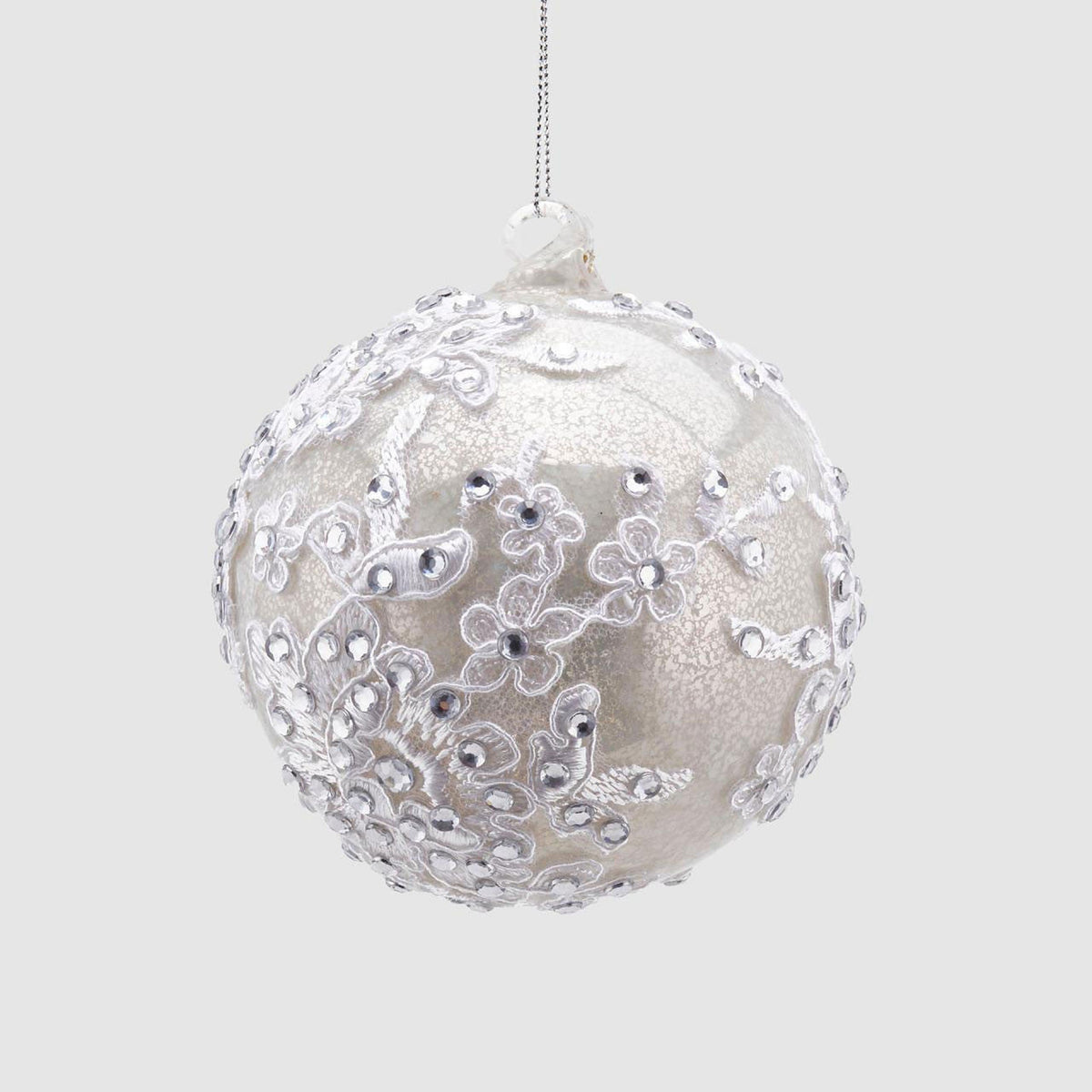 Pallina di Natale in vetro con pizzo prezioso e scintillante, 10 cm – palline di Natale eleganti Merry Worlds