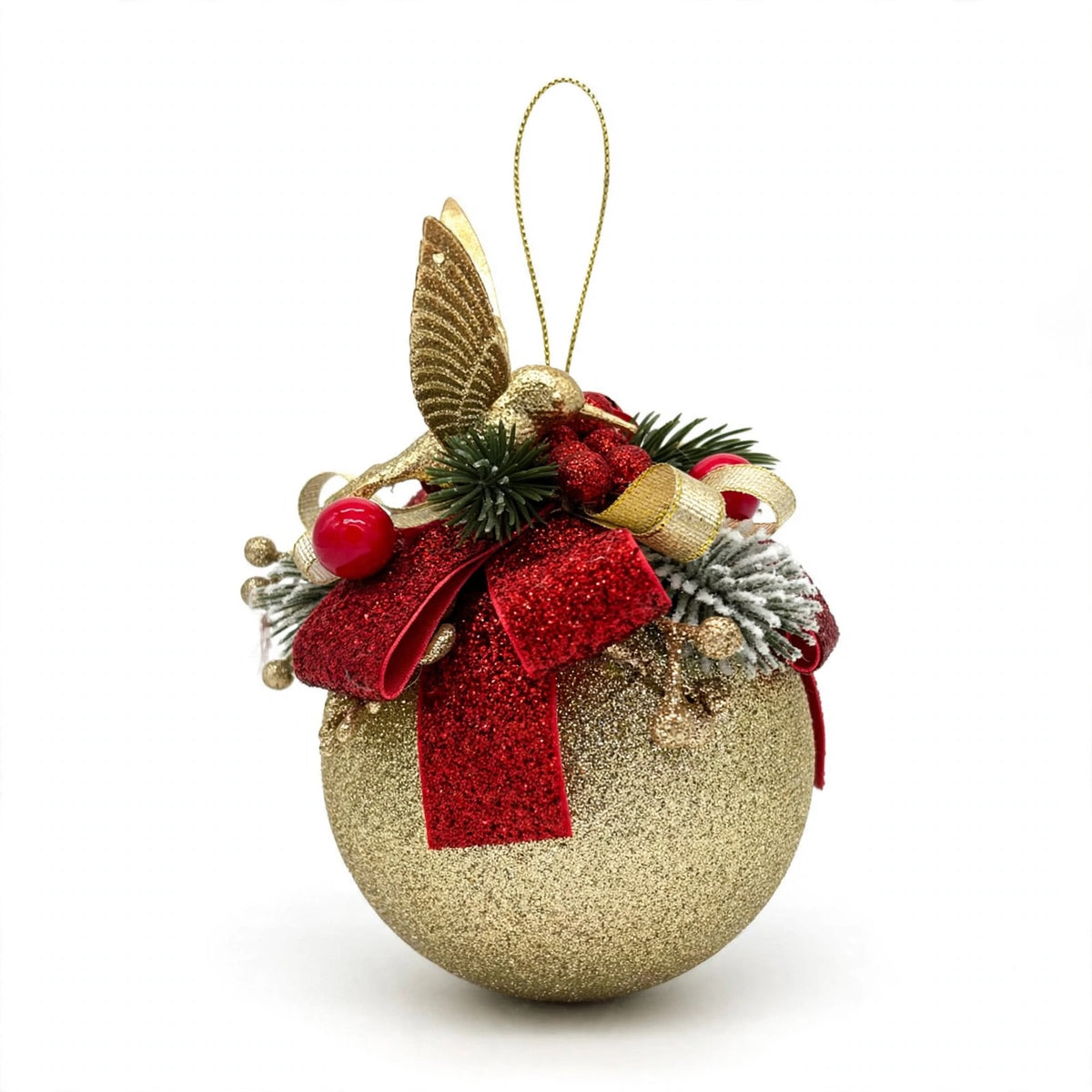 Palline di Natale elegantemente decorate, 10 cm, colore oro – palline di Natale infrangibili Merry Worlds, foto 3