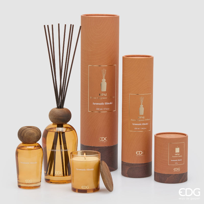 Linea Opal Aromatic Hinoki: profumatori 220 e 500 ml con confezioni