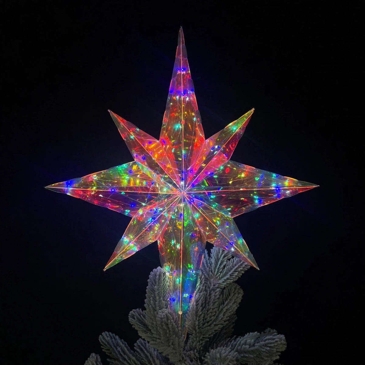 Puntale a stella Olografica, Decorazione Luminosa Olografica Premium – decorazioni per albero di Natale Merry Worlds, foto 2