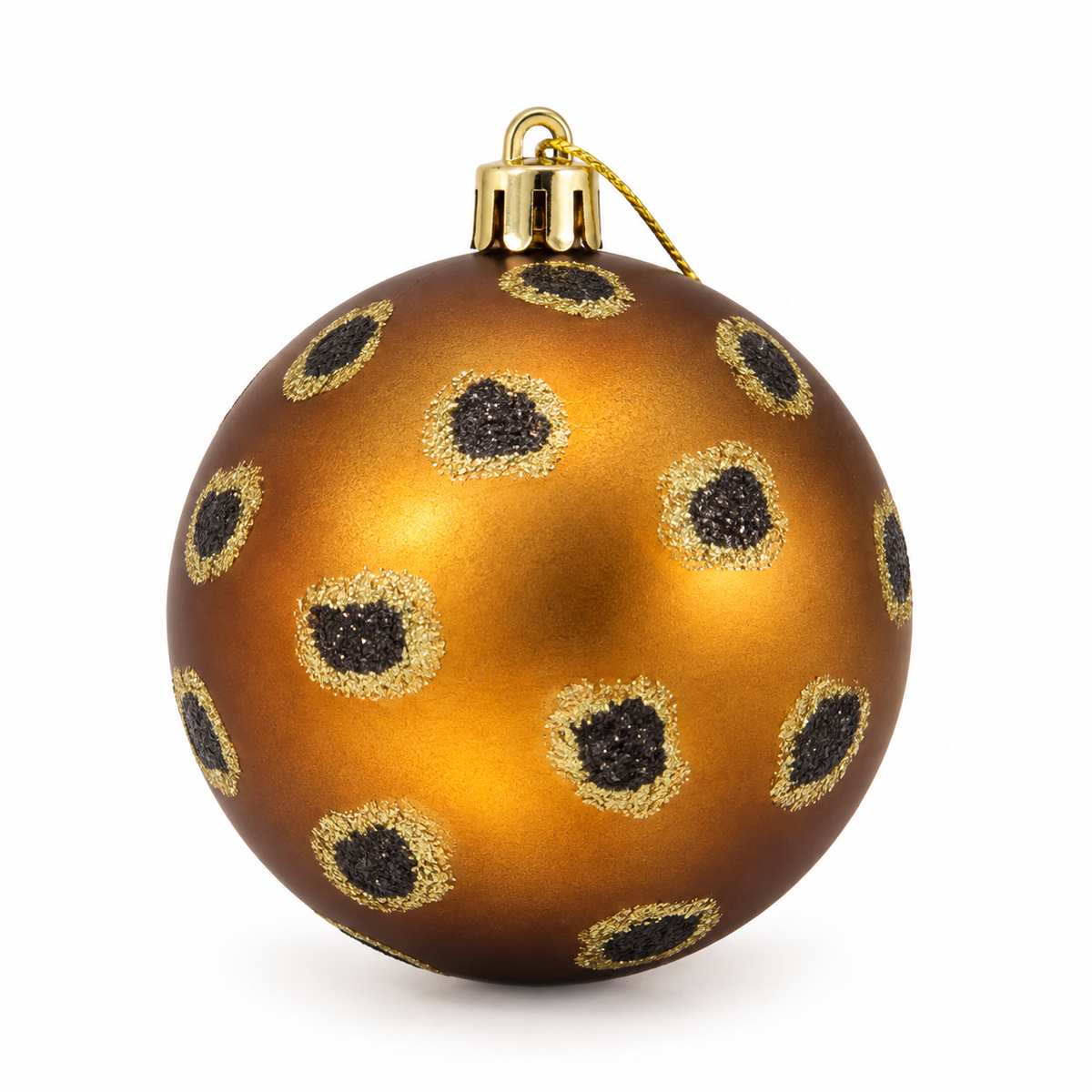 Set 12 Palline di Natale Infrangibili Bronzo Leopardate, 8cm e 10cm – decorazioni per albero di Natale Merry Worlds, foto 2