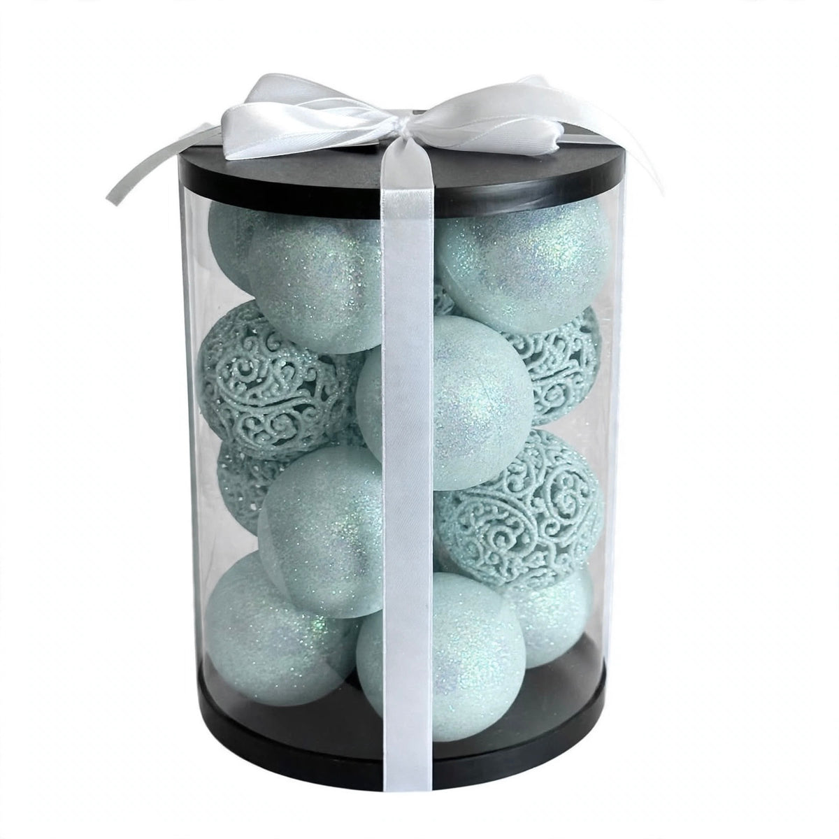 Set 16 palline glitter infrangibili traforate, 6 cm – palline di Natale infrangibili Merry Worlds