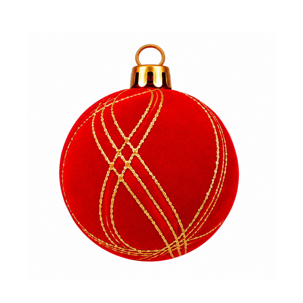 Set 12 palline di Natale infrangibili rosse vellutate con righe glitter oro, 8 cm – ornamenti natalizi Merry Worlds, foto 2