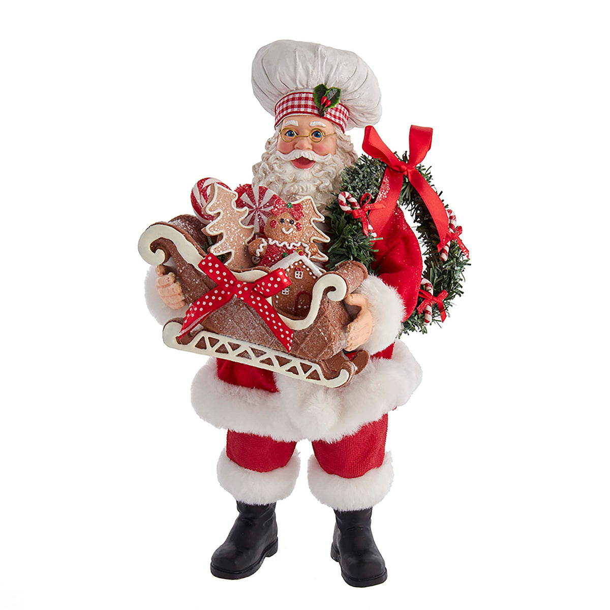 Statuina Babbo Natale Chef con Pan di Zenzero, Collezione Fabriché, 27 cm – decorazioni natalizie di design Merry Worlds