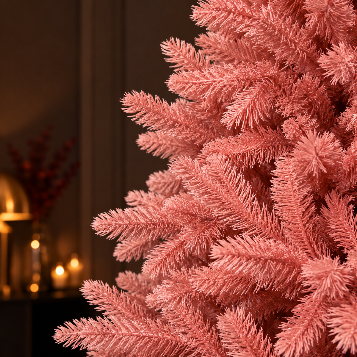 Abete Alpino Elite PE Pink Blush rosa polvere, dettaglio dei rami – decorazioni natalizie di design Merry Worlds, foto 3