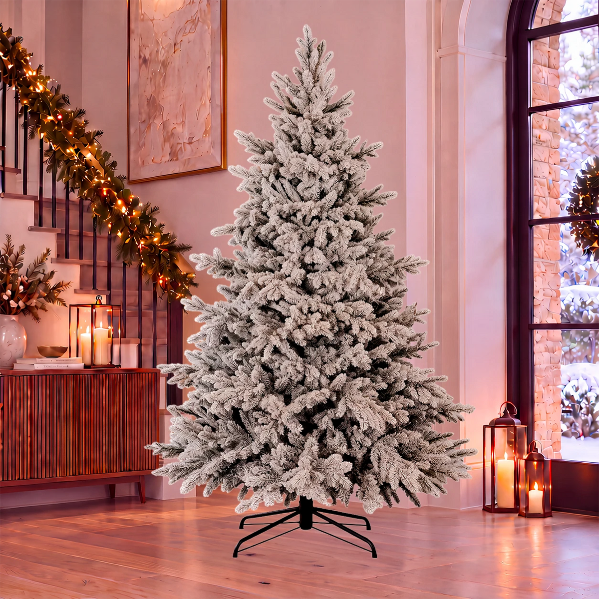 Abete Nordico Elite PE Snow, Albero di Natale Innevato Ultrarealistico, ambientato in casa – ornamenti natalizi Merry Worlds, foto 2