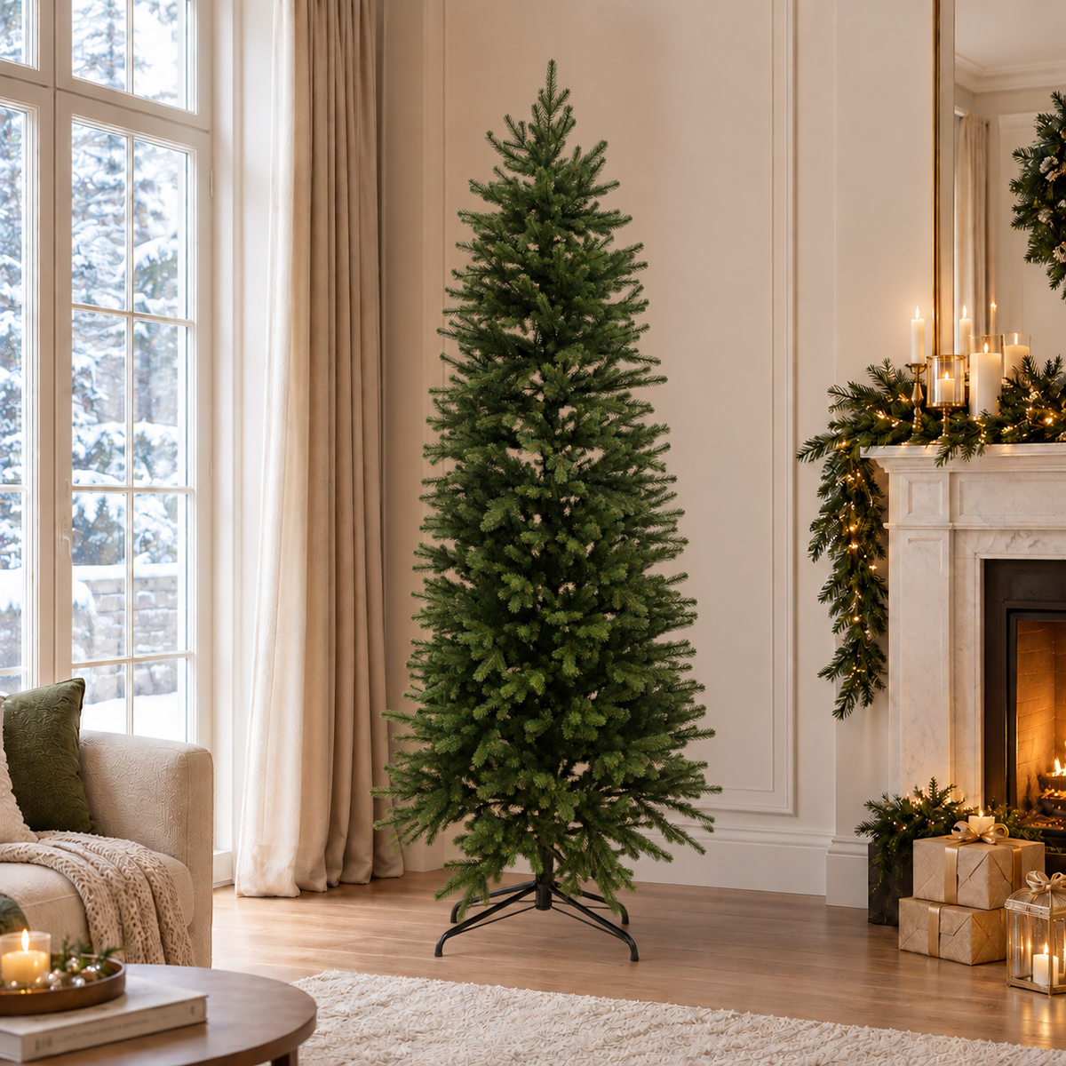 Abete Slim Elite PE, Albero di Natale Stretto e Slanciato – decorazioni natalizie di lusso Merry Worlds, foto 2