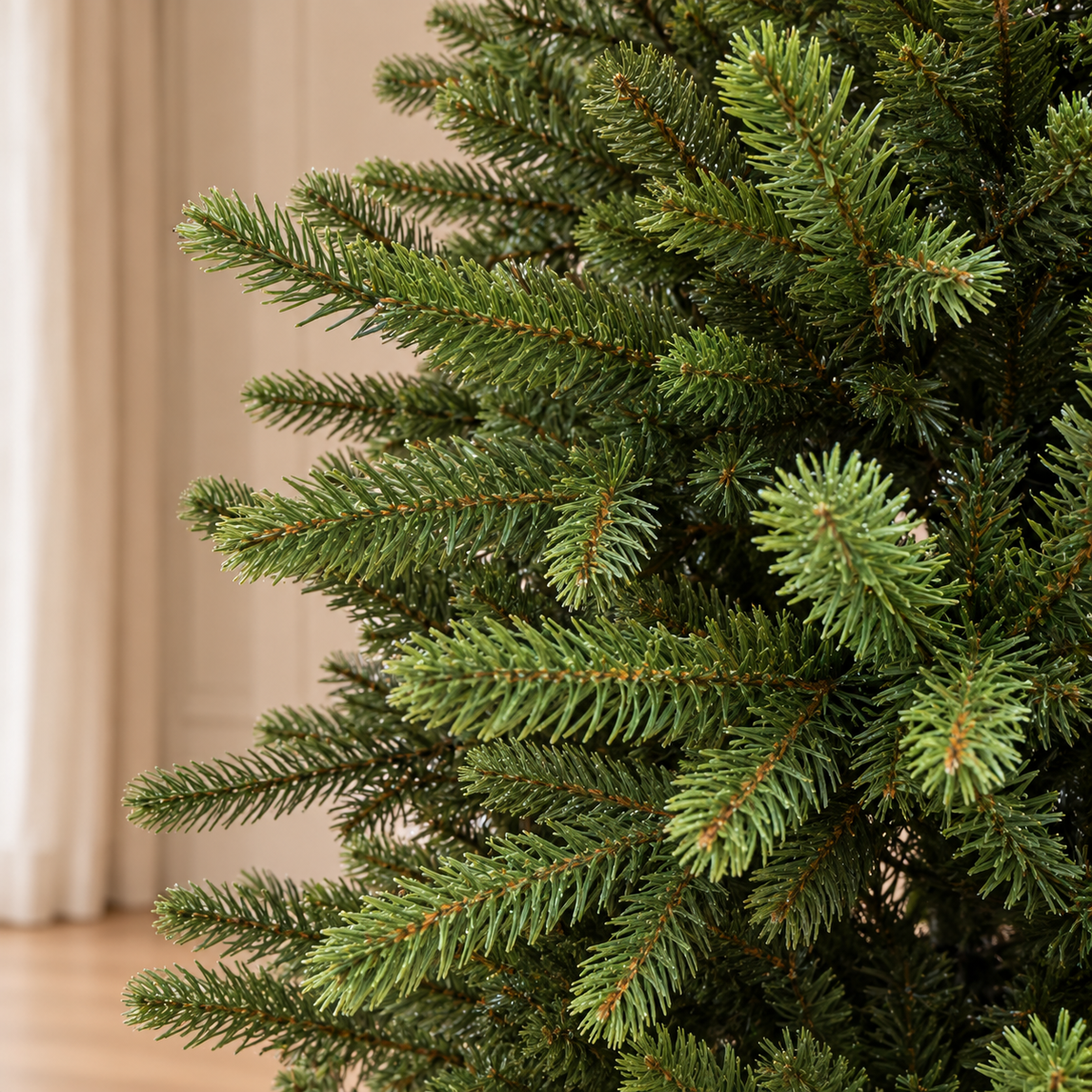 Abete Slim Elite PE, Albero di Natale Stretto e Slanciato, dettaglio dei rami – addobbi natalizi eleganti Merry Worlds, foto 3
