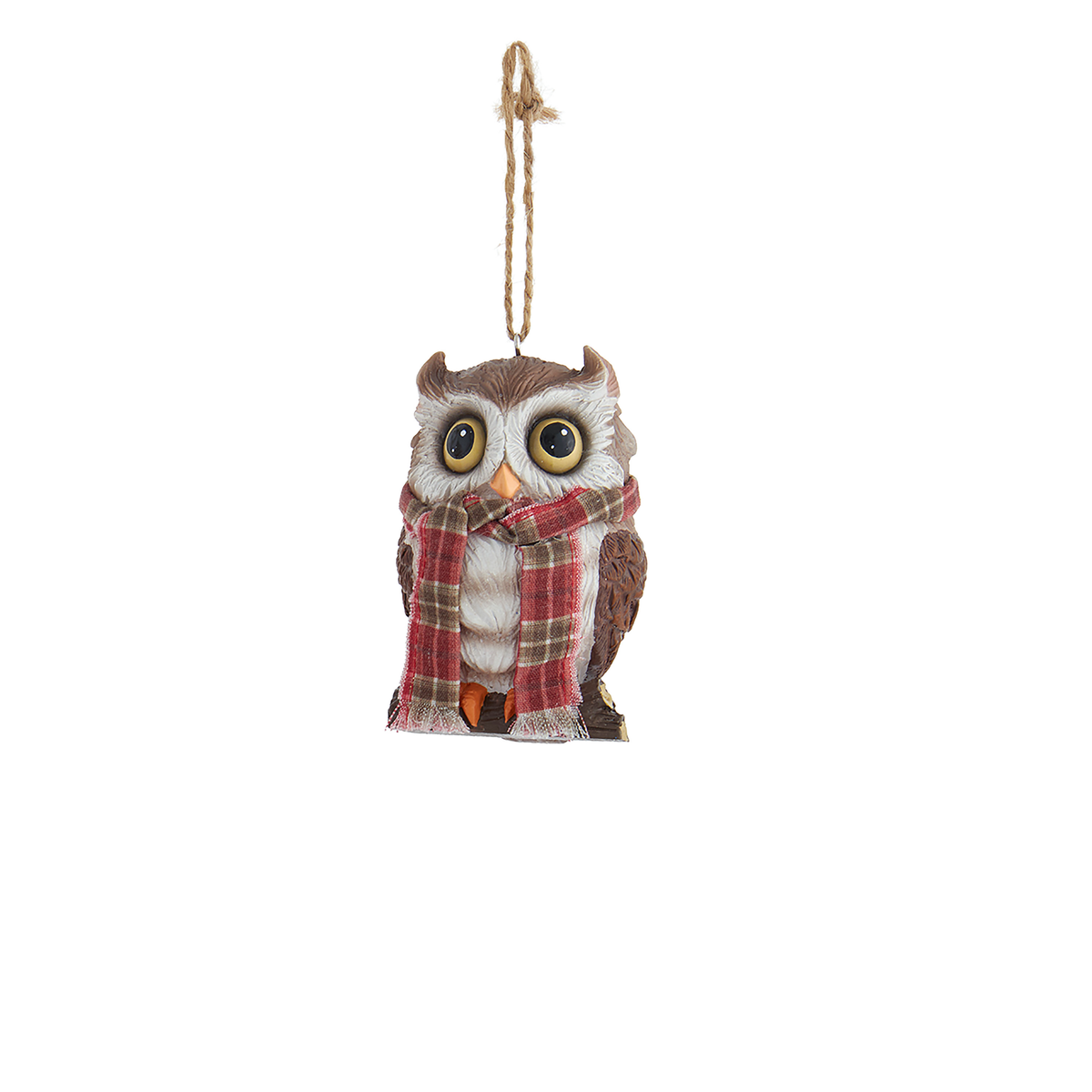 Addobbo natalizio animali del bosco in resina con sciarpa, 9 cm, modello gufo – ornamenti natalizi Merry Worlds, foto 4