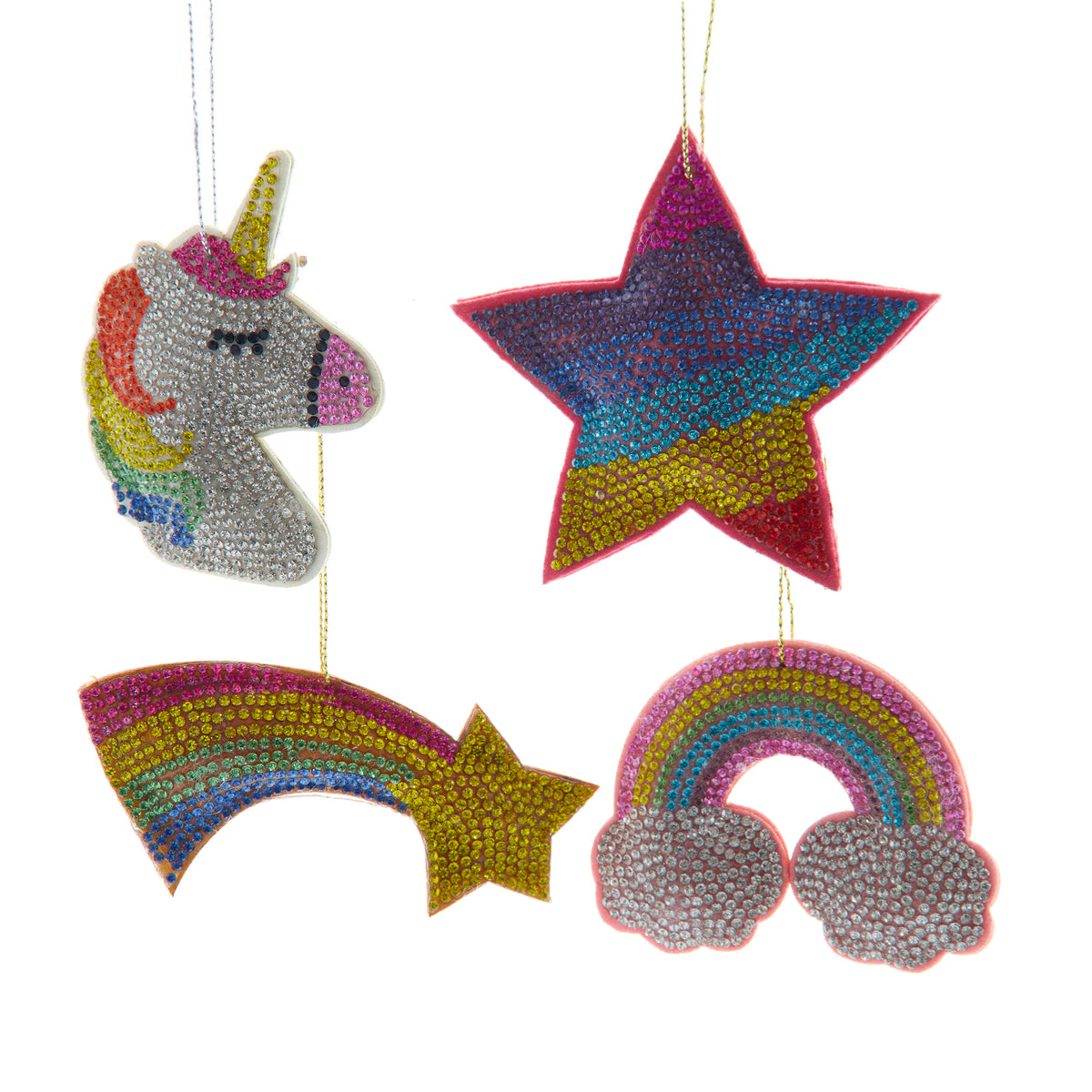 Addobbo natalizio arcobaleno, unicorno e stella con strass, 7,5 cm – ornamenti natalizi Merry Worlds