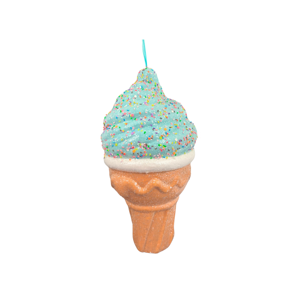 Addobbo natalizio cono gelato in polistirolo, 41 cm, colore azzurro – addobbi natalizi eleganti Merry Worlds, foto 3