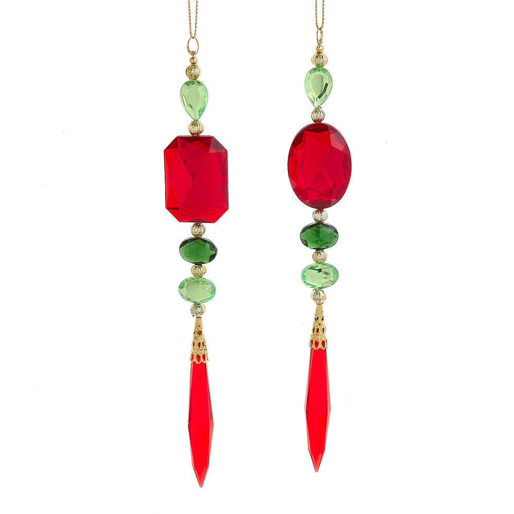 Addobbo natalizio gioiello pendente rosso, verde e verde mela, 21 cm – ornamenti natalizi Merry Worlds