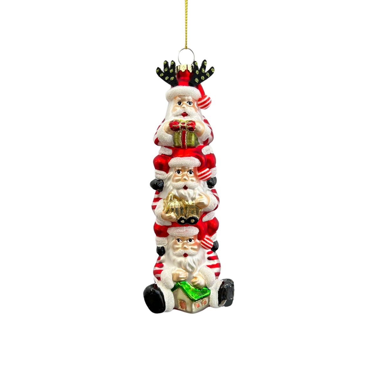 Addobbo Natalizio in Vetro Babbo Natale Impilato – decorazioni natalizie di lusso Merry Worlds