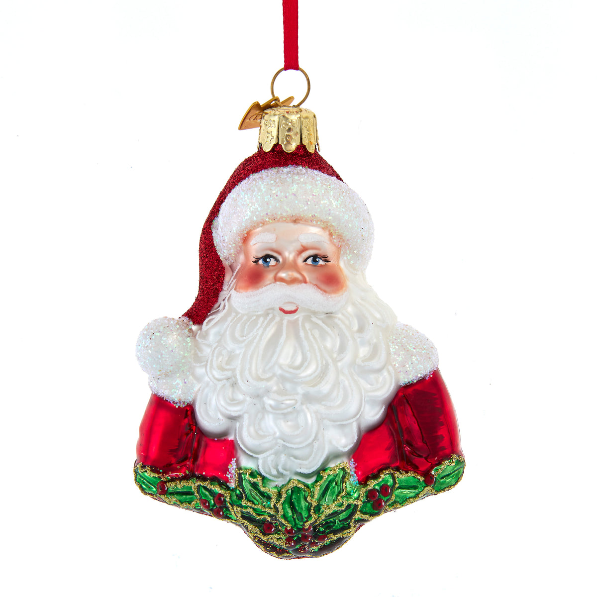 Addobbo Natalizio in Vetro Busto di Babbo Natale, Collezione Noble Gems, 10 cm – decorazioni natalizie di lusso Merry Worlds