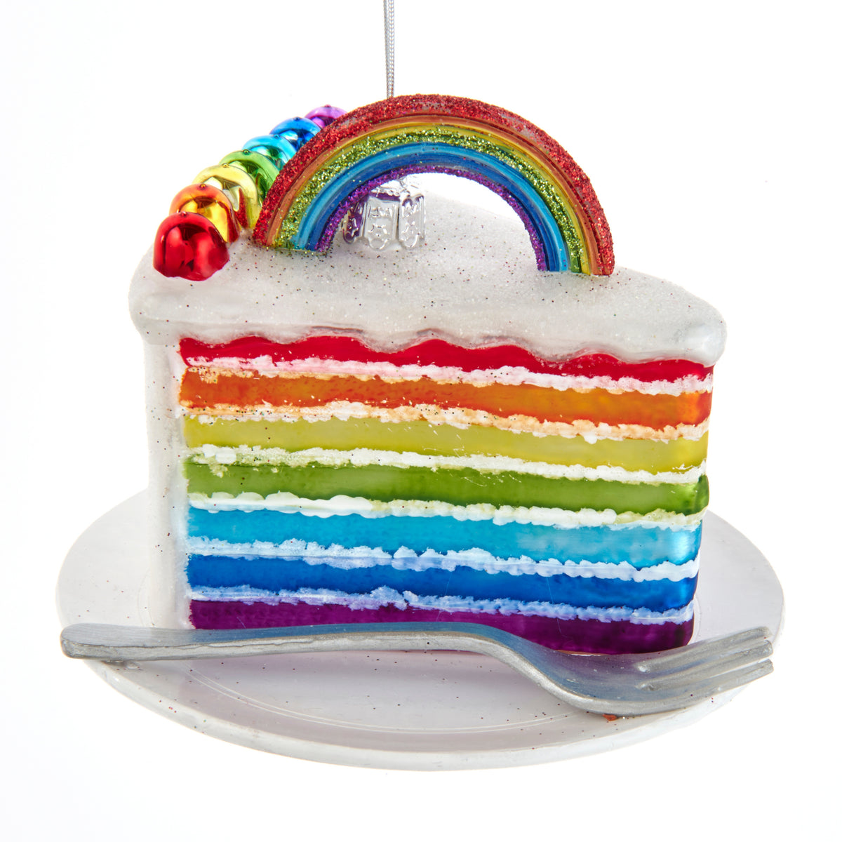 Addobbo natalizio in vetro fetta di torta arcobaleno, collezione Noble Gems, 11 cm – decorazioni natalizie di lusso Merry Worlds
