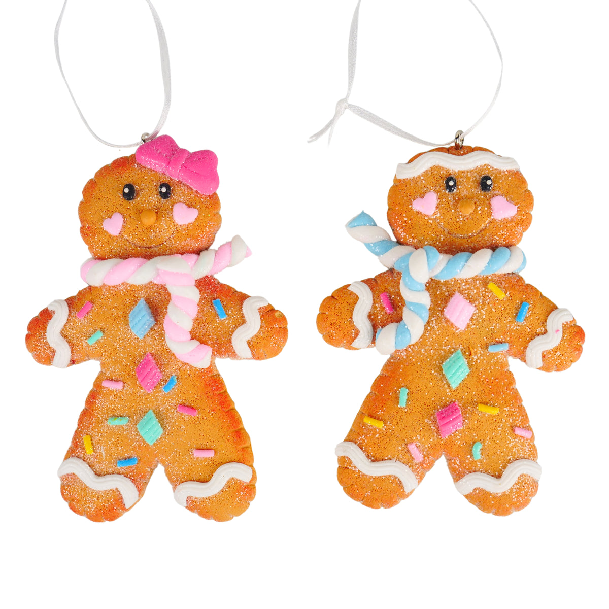 Addobbo natalizio omino di pan di zenzero in pasta, 11 cm, set da 2 – ornamenti natalizi Merry Worlds