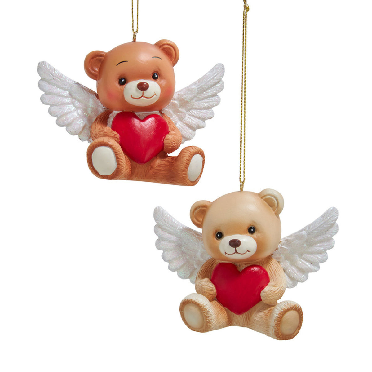 Addobbo Natalizio Orsetto con Cuore Rosso in Resina, 10 cm – decorazioni per albero di Natale Merry Worlds