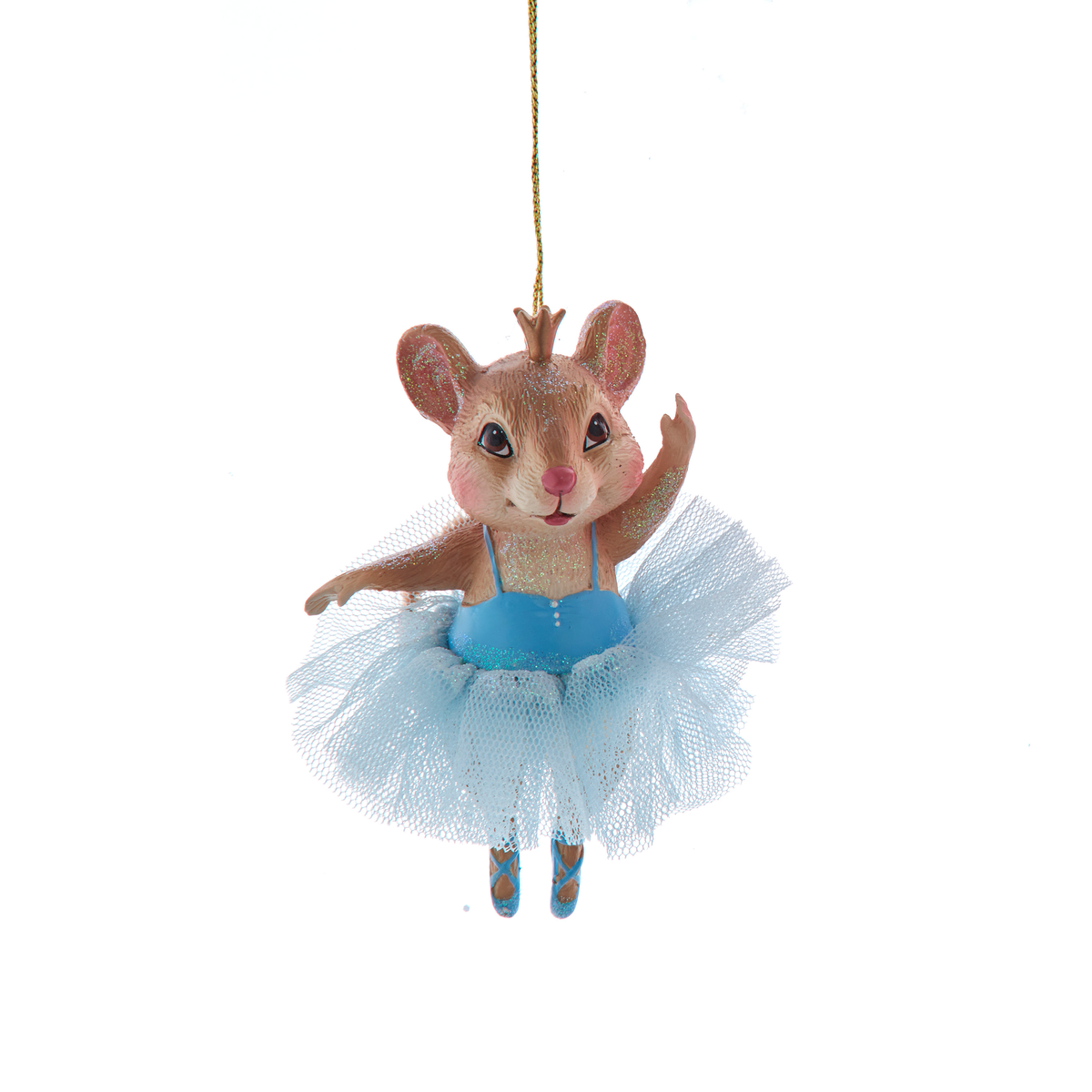 Addobbo Natalizio Topolino Ballerino in Resina, 10 cm, Tutù Azzurro – ornamenti natalizi Merry Worlds, foto 2