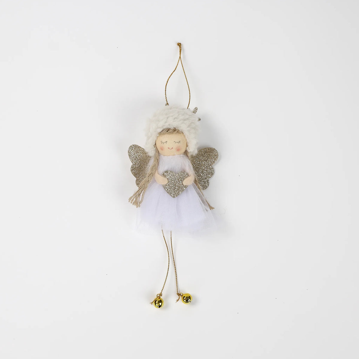 Angelo di Natale bianco con cuore da appendere, 18 cm – ornamenti natalizi Merry Worlds